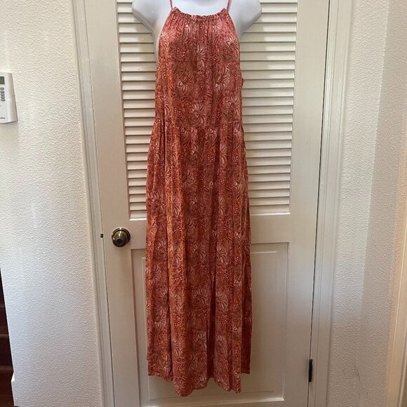 Old Navy Dresses & Skirts - Old Navy Boho Floral Maxi Dress M Coral Flowy Beach Vacation